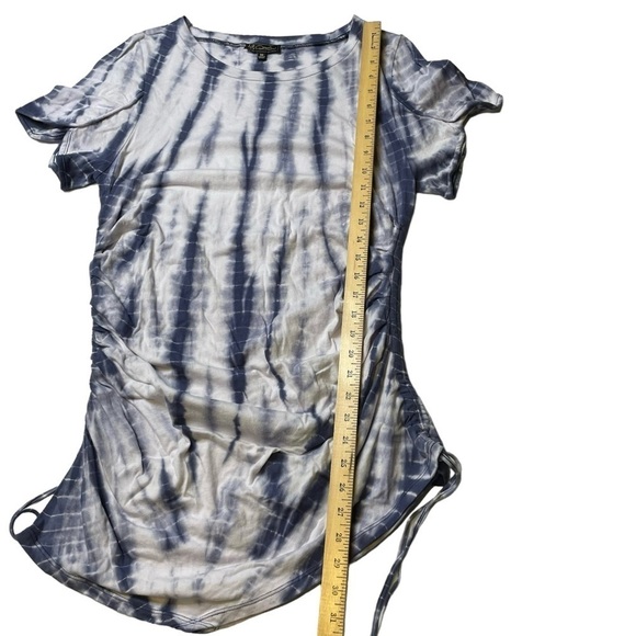 DG2 Diane Gilman Navy & White DG Downtime Tulip Sleeve Cinch Tee - Sz M - Picture 12 of 14